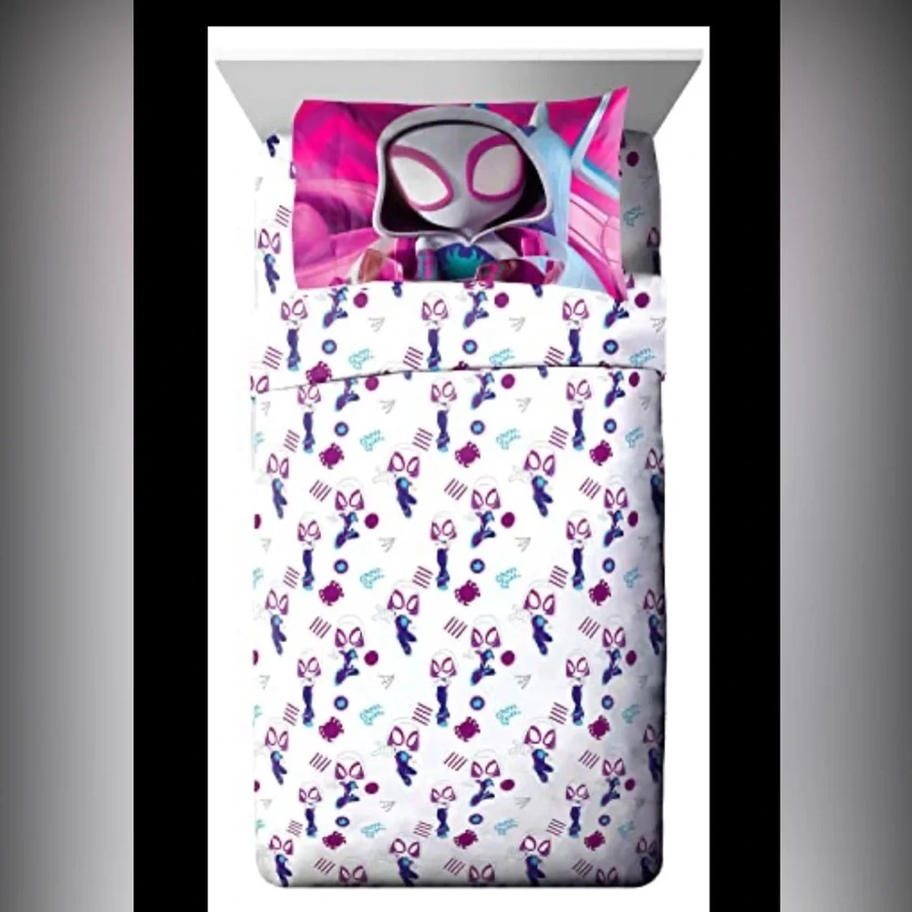 NEW Marvel Ghost Spider Gwen Spider-Man Twin Sheet Set - Pink and Blue
